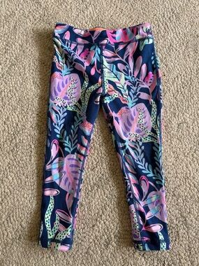 Lily Pulitzer Girls Navy Tropical Print Leggings
